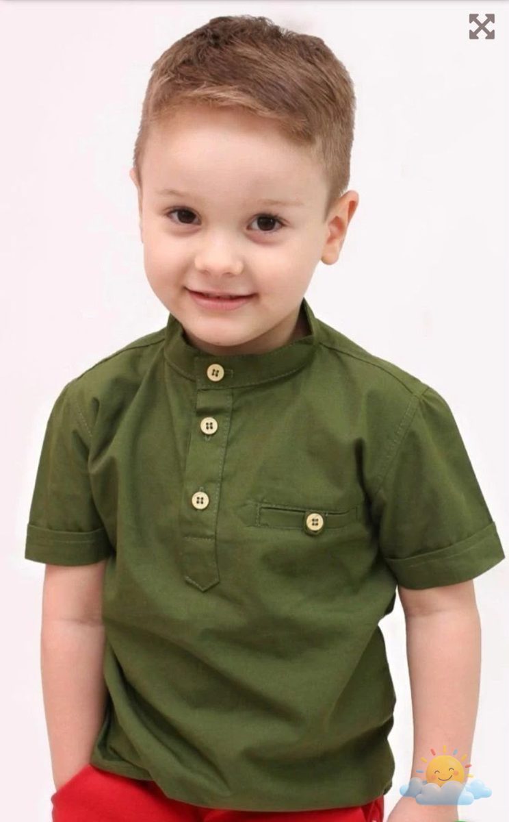 Camisa verde gola padre para menino