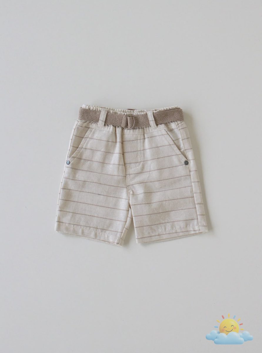 Shorts listrado com cinto para menino, várias cores