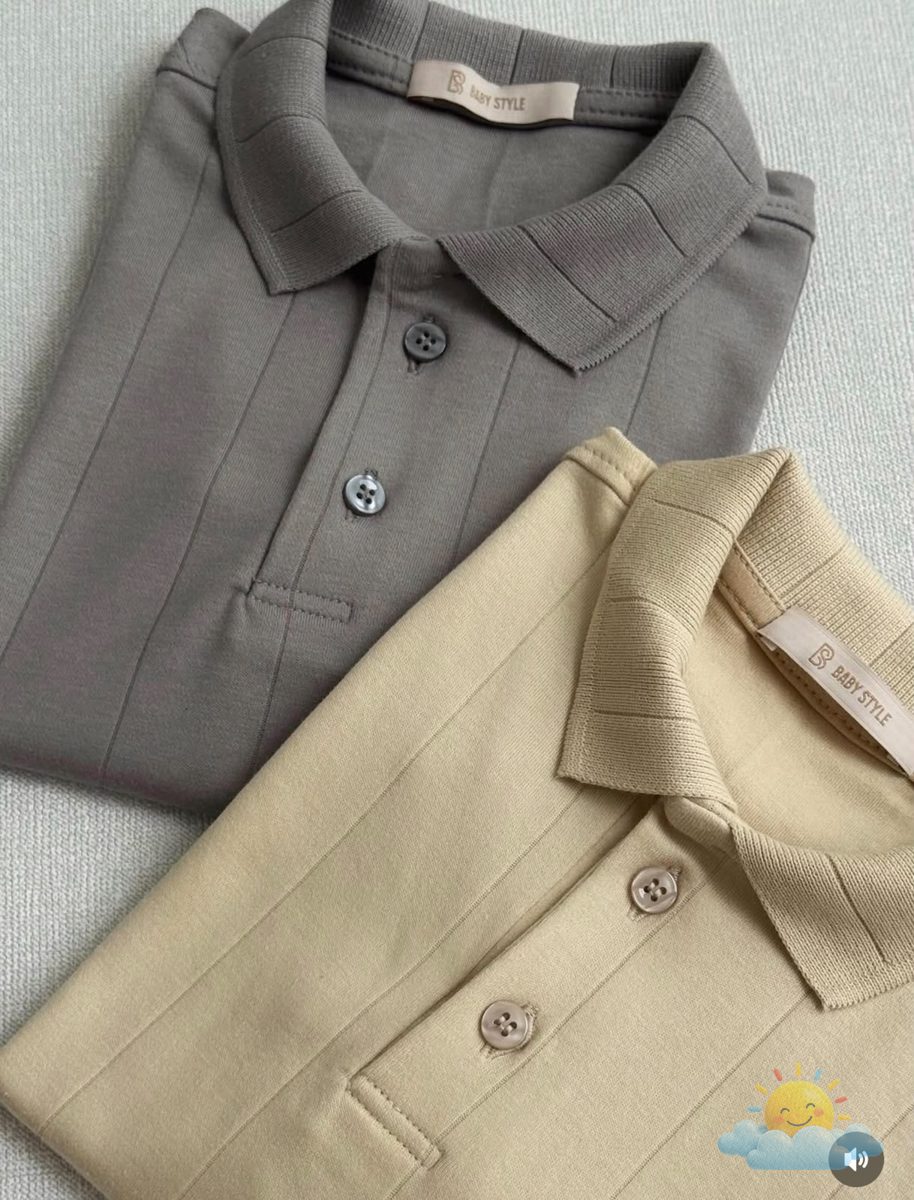 Polo canelada para menino, cinza e caqui